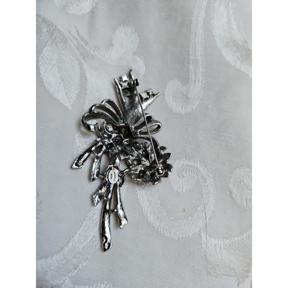 Ciner Amethyst Rhinestone Flower Brooch Chrysanthemum Vintage USA 3.75" - Picture 9 of 11